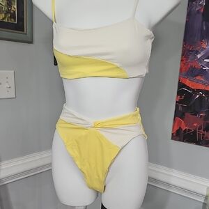L*Space Vibrant Yellow and Cream Swimwear